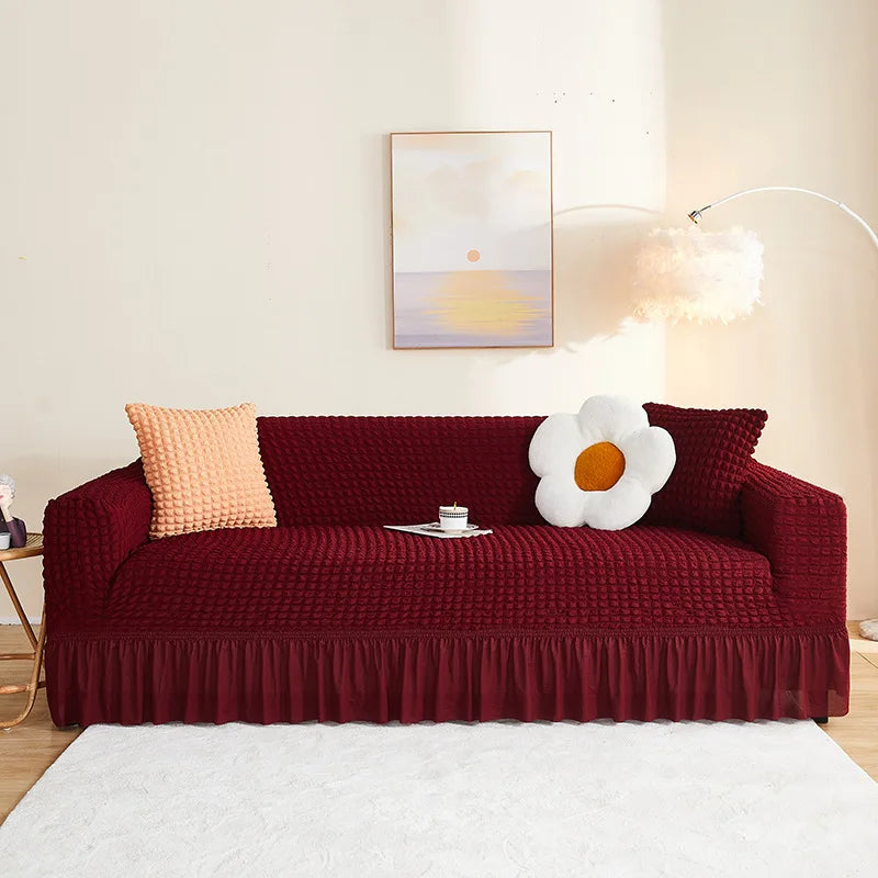 1/2/3/4 Seater Seersucker Sofa Slipcover High Stretch Couch Cover Thick Corner Sofa Protector Elastic Corner Couch Covers